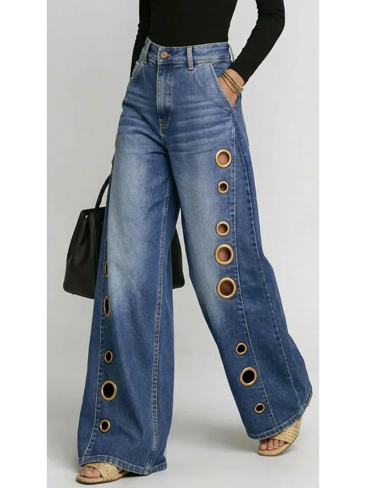 Rivka™ Grommet Wide-Leg Denim Jeans