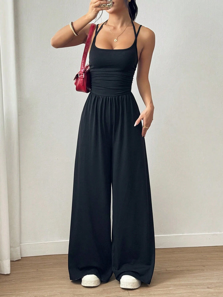 Zaria™ Backless Halter Wide-Leg Jumpsuit