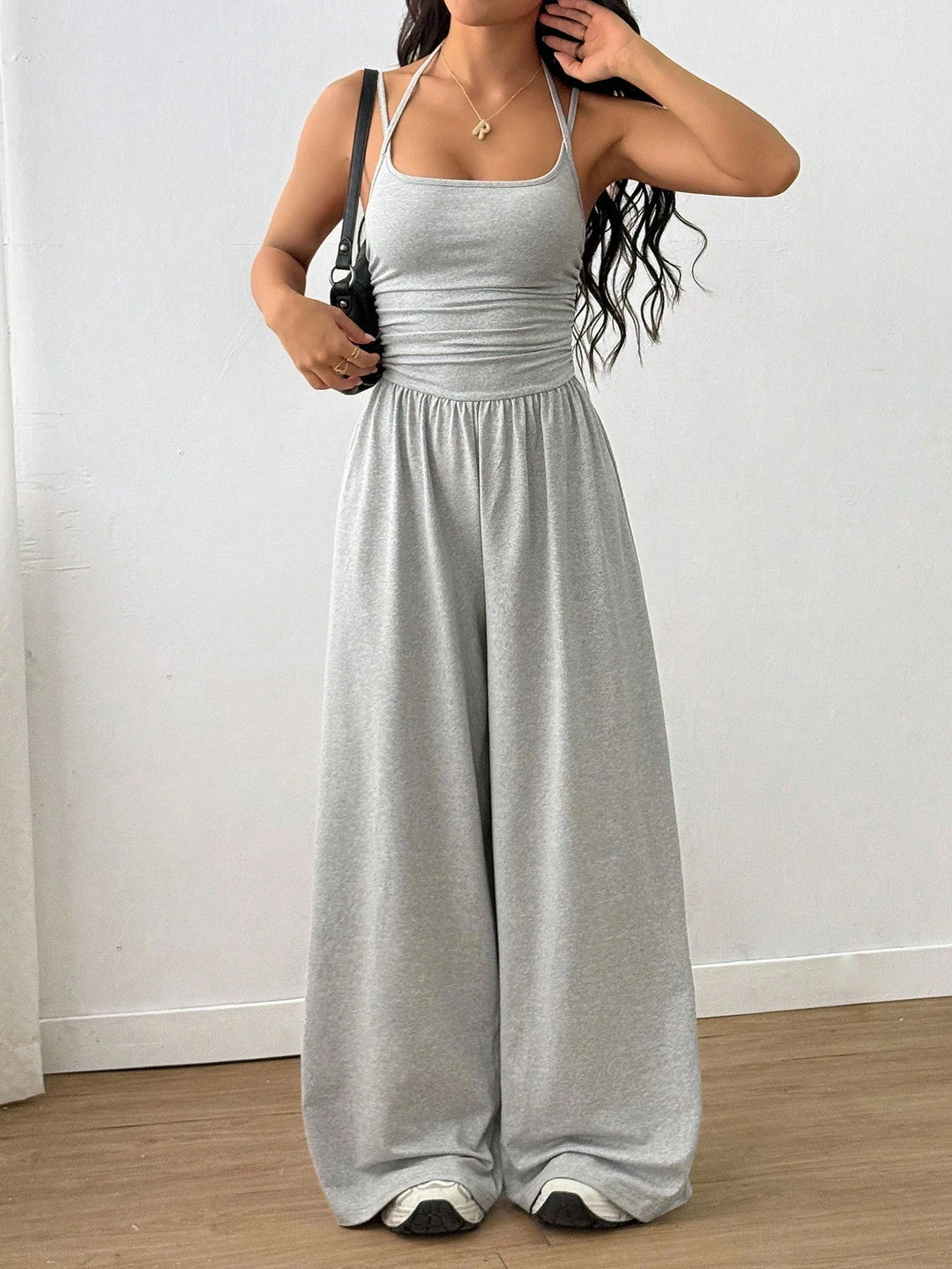 Zaria™ Backless Halter Wide-Leg Jumpsuit