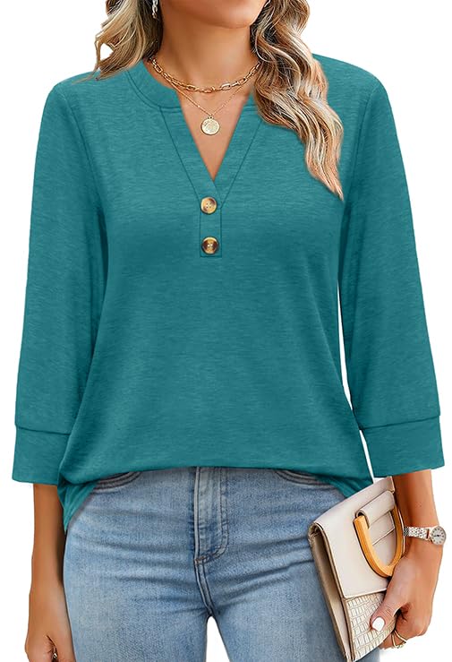 Sylvia™ Boho V-Neck Button Blouse