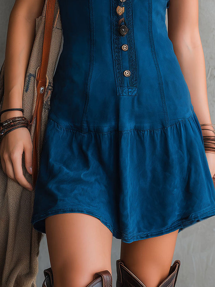 Indira™ Bohemian Button Mini Dress