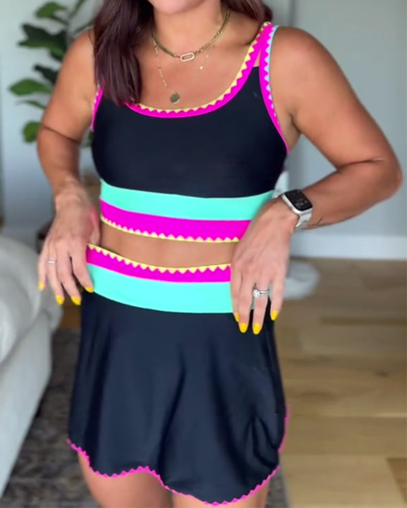 Myra™ Three-Piece Color Block Swimsuit