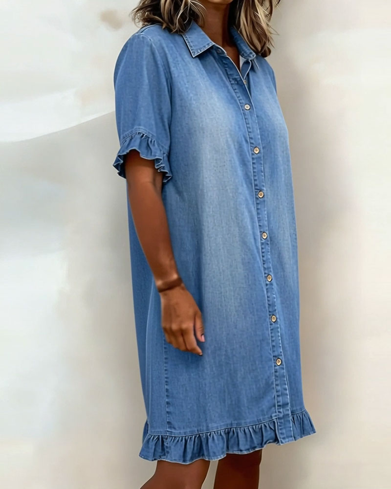 Thea™ denim dress with flattering ruching