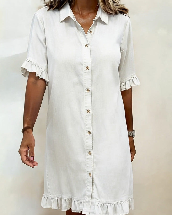 Thea™ denim dress with flattering ruching