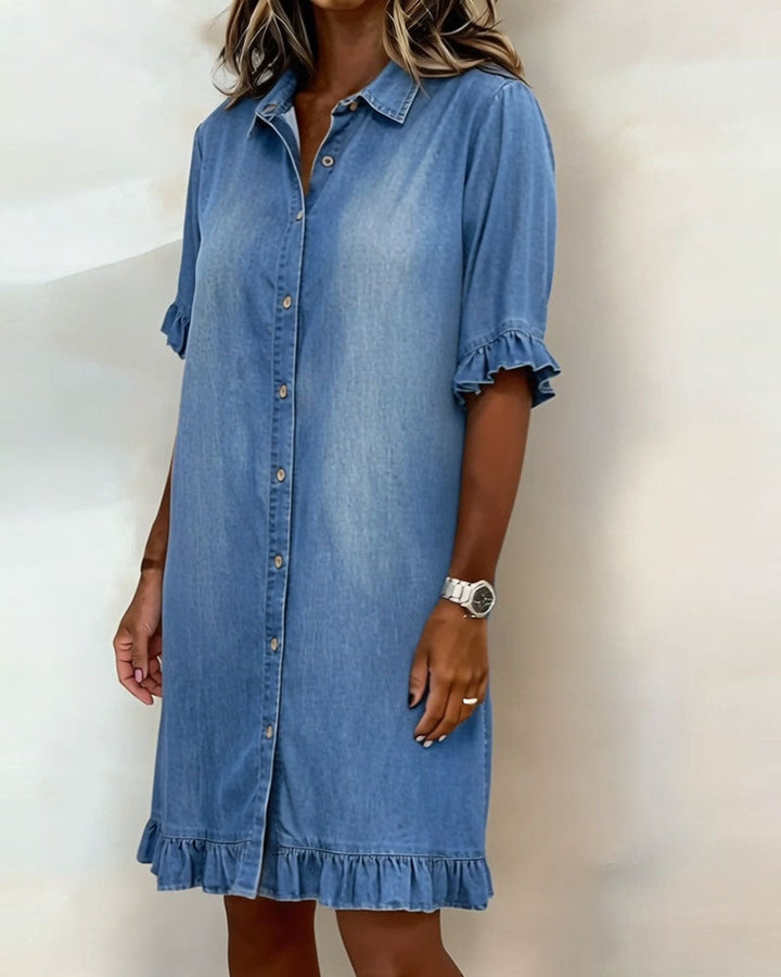 Thea™ denim dress with flattering ruching