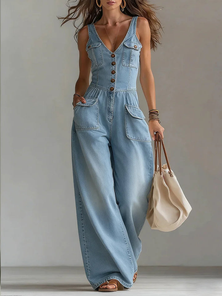 Sabrina™ Denim Wide-Leg Jumpsuit