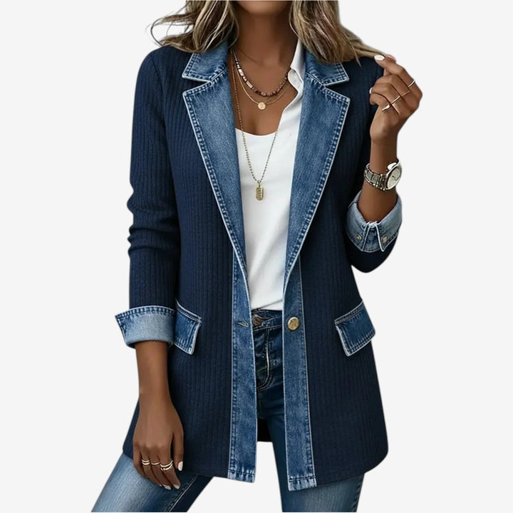 Emilia™ Denim Contrast Knit Blazer