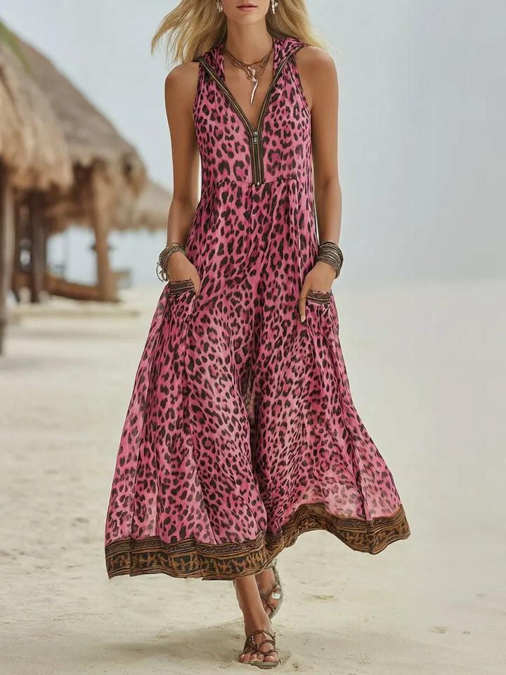 Savanna™ Leopard Hooded Midi Dress