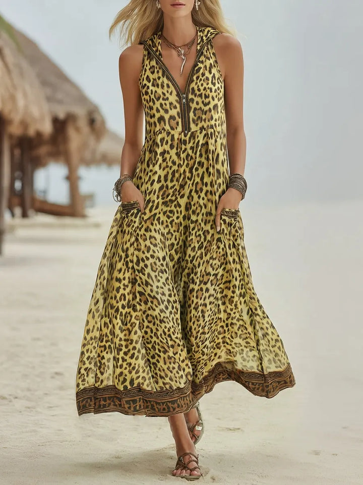 Savanna™ Leopard Hooded Midi Dress