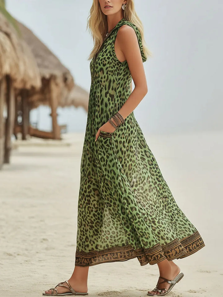 Savanna™ Leopard Hooded Midi Dress
