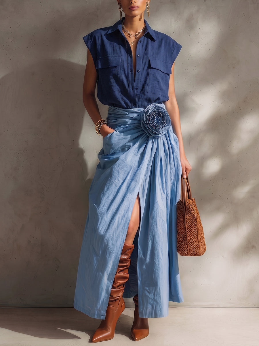 Noami™ Minimalist Sleeveless Cotton-Linen Shirt