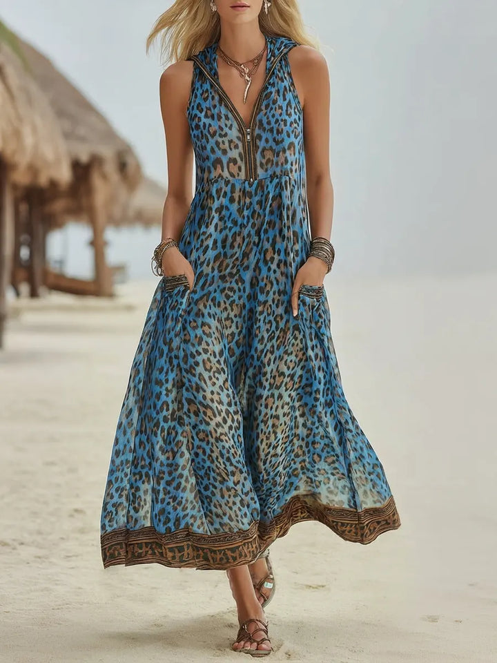 Savanna™ Leopard Hooded Midi Dress