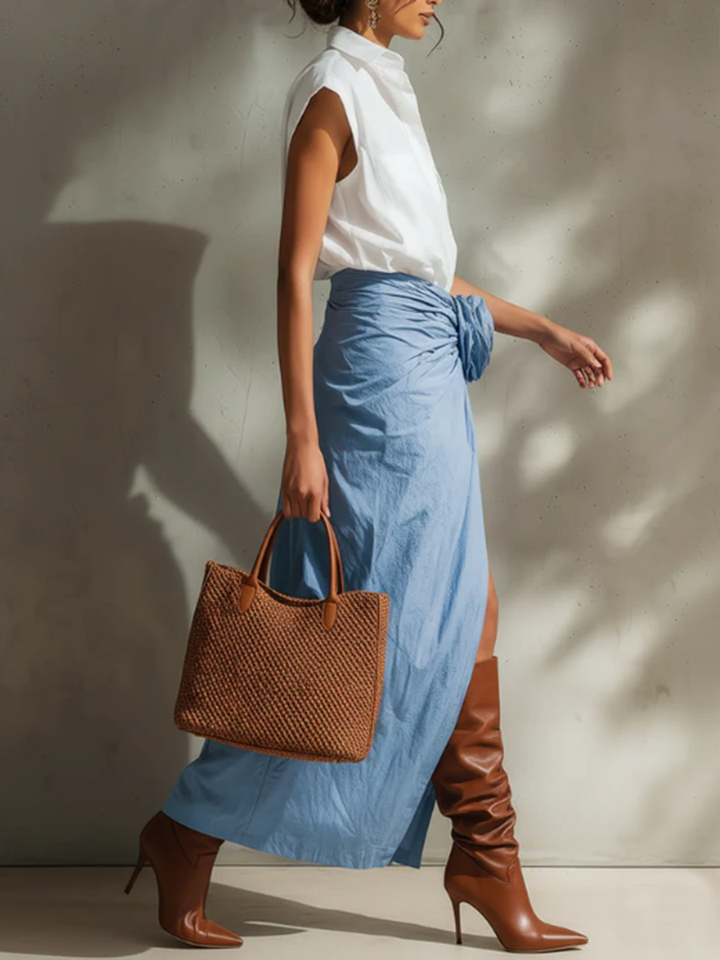 Noami™ Minimalist Sleeveless Cotton-Linen Shirt
