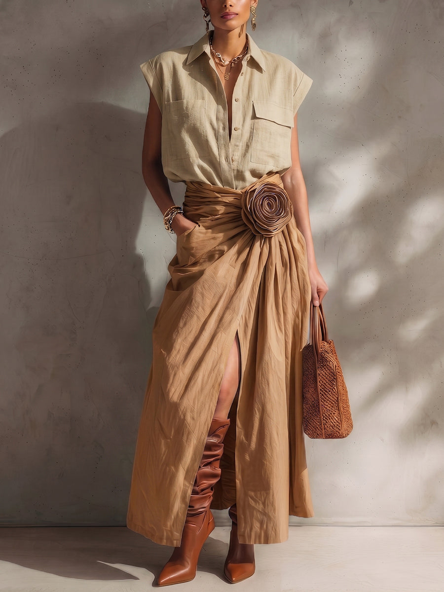 Noami™ Minimalist Sleeveless Cotton-Linen Shirt