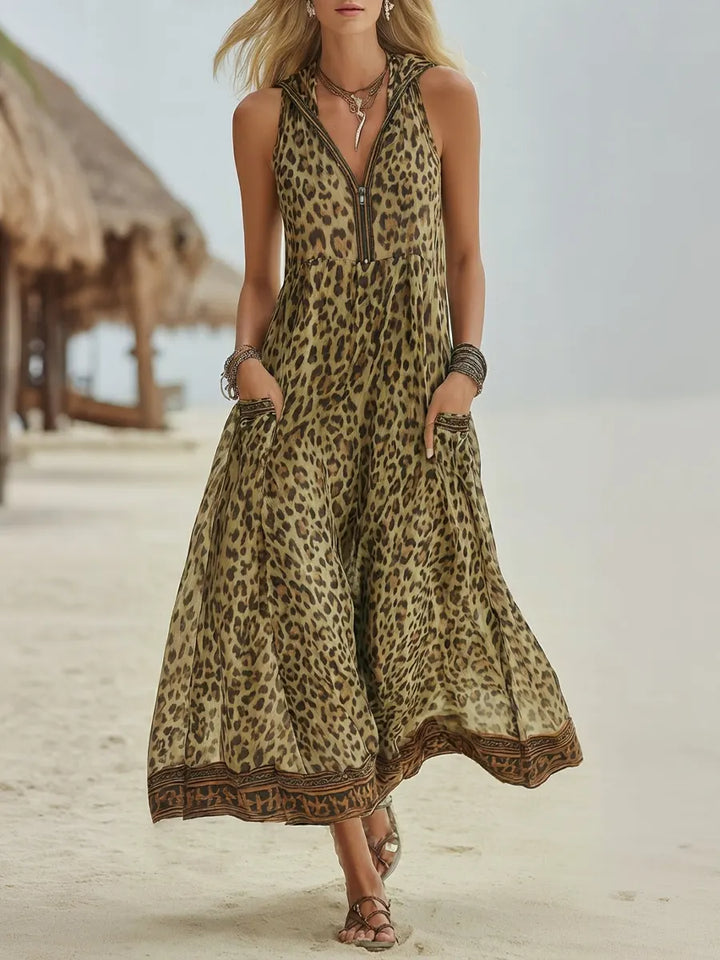 Savanna™ Leopard Hooded Midi Dress