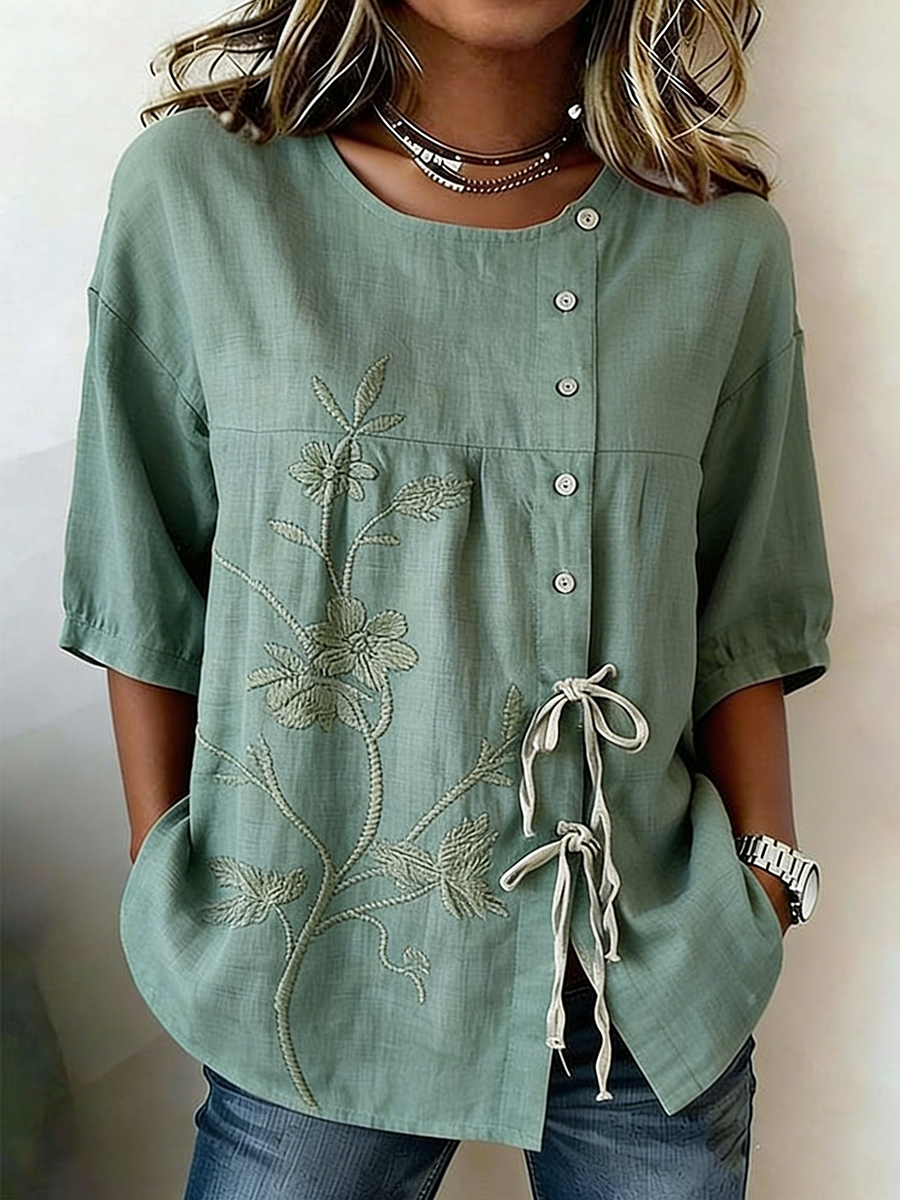 Blair™Soft Embroided Linen Top