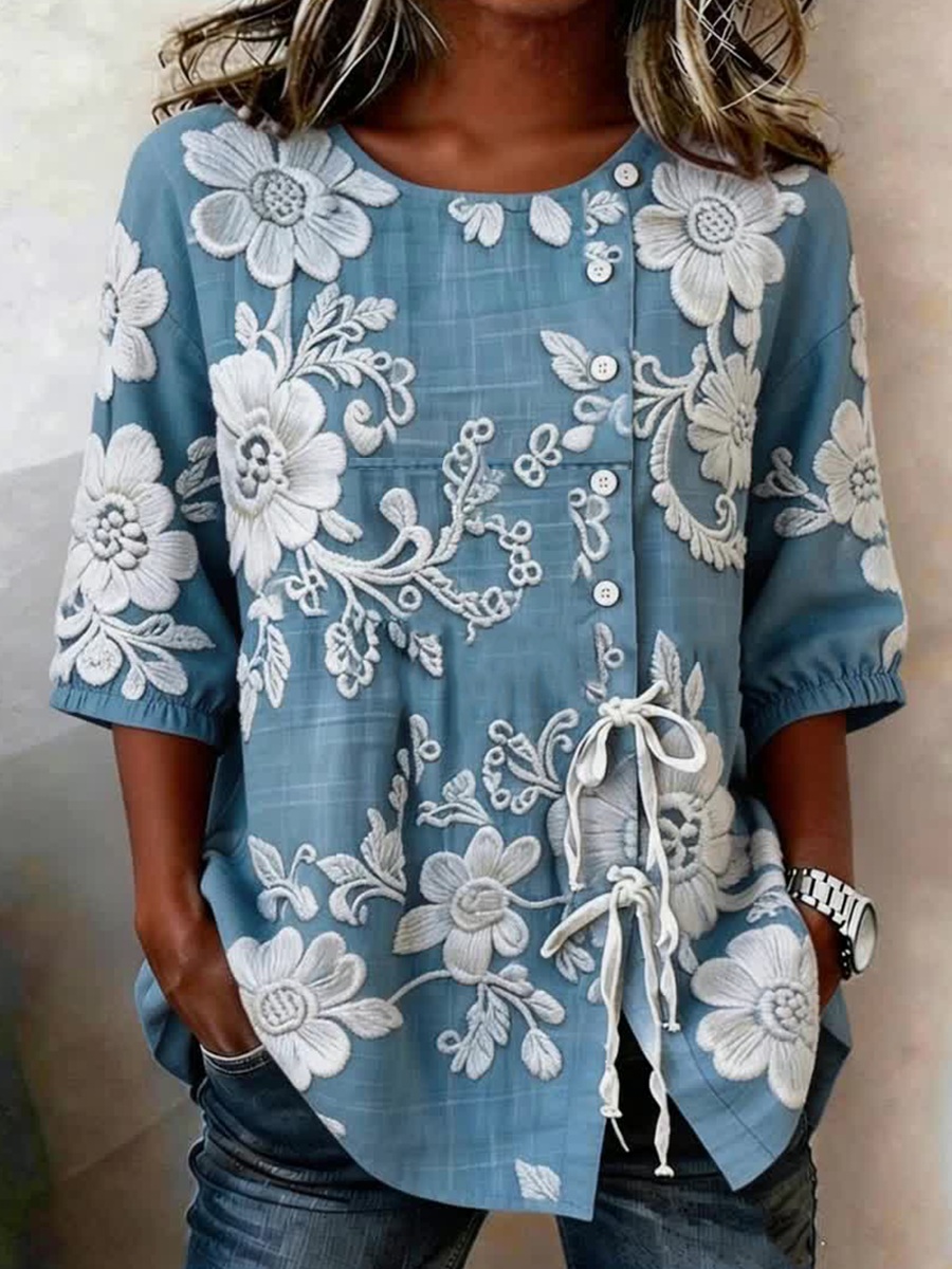 Everly™ Soft Embroided Linen Top