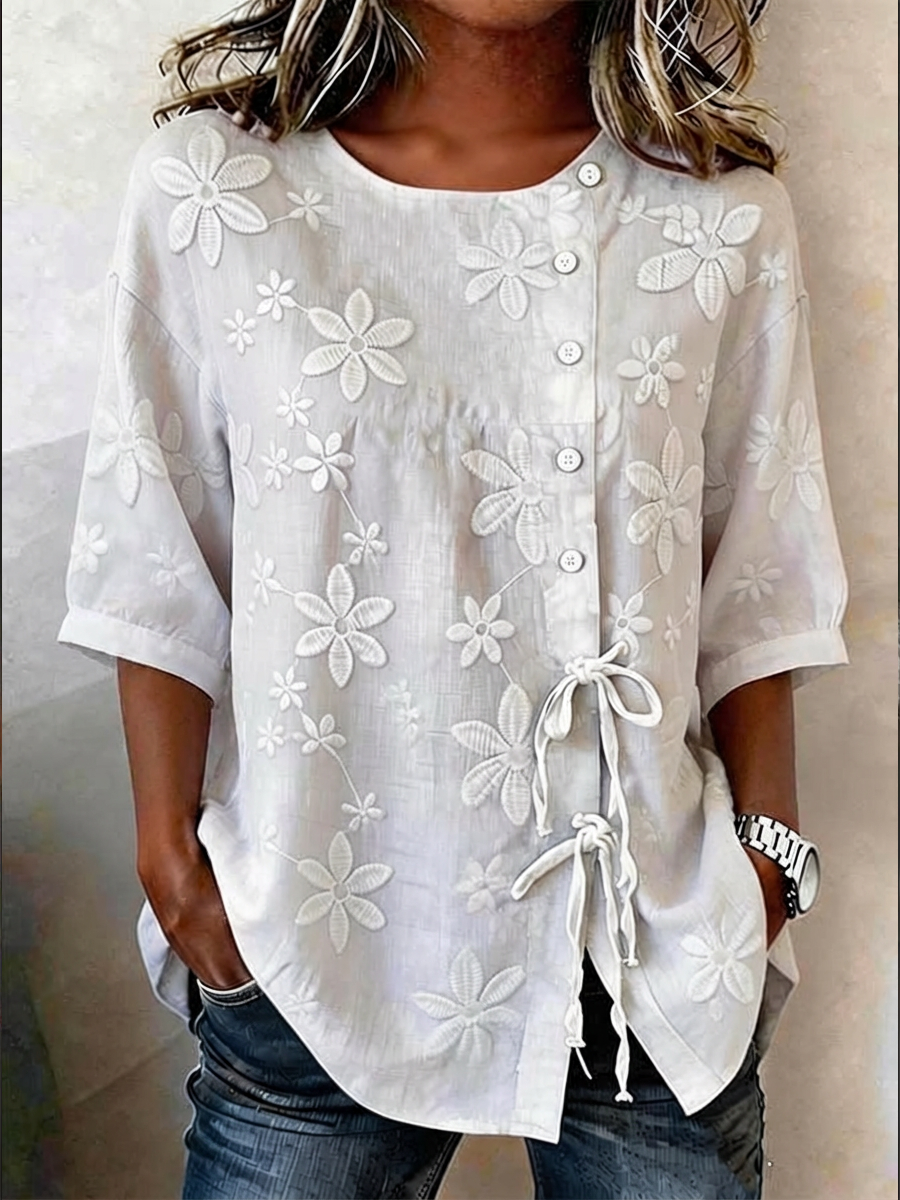 Quinn™ Soft Embroided Linen Top