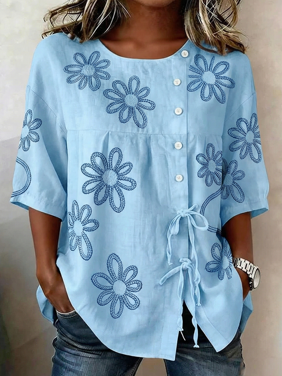 Sloane™ Soft Embroided Linen Top