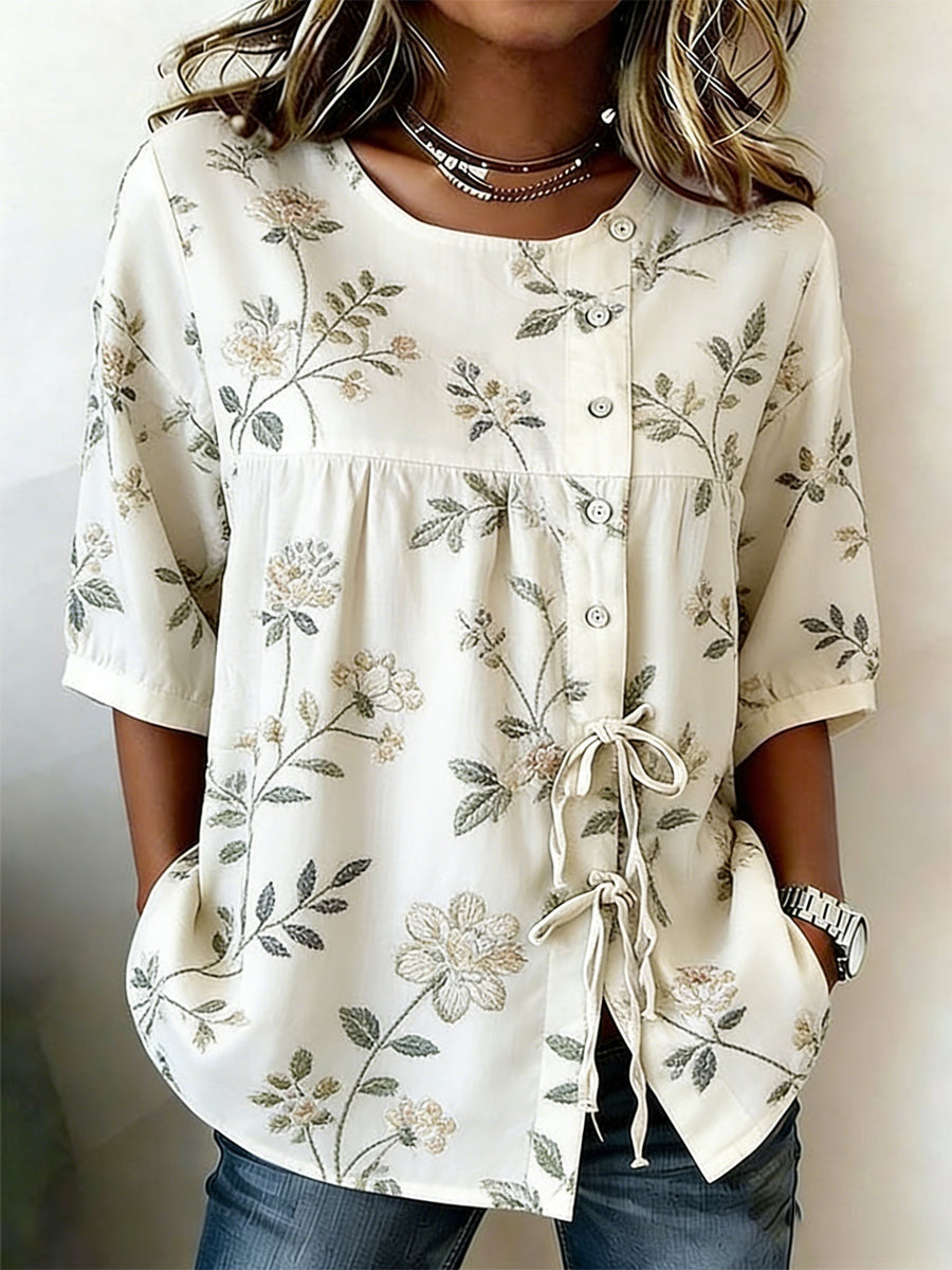 Nova™Soft Embroided Linen Top