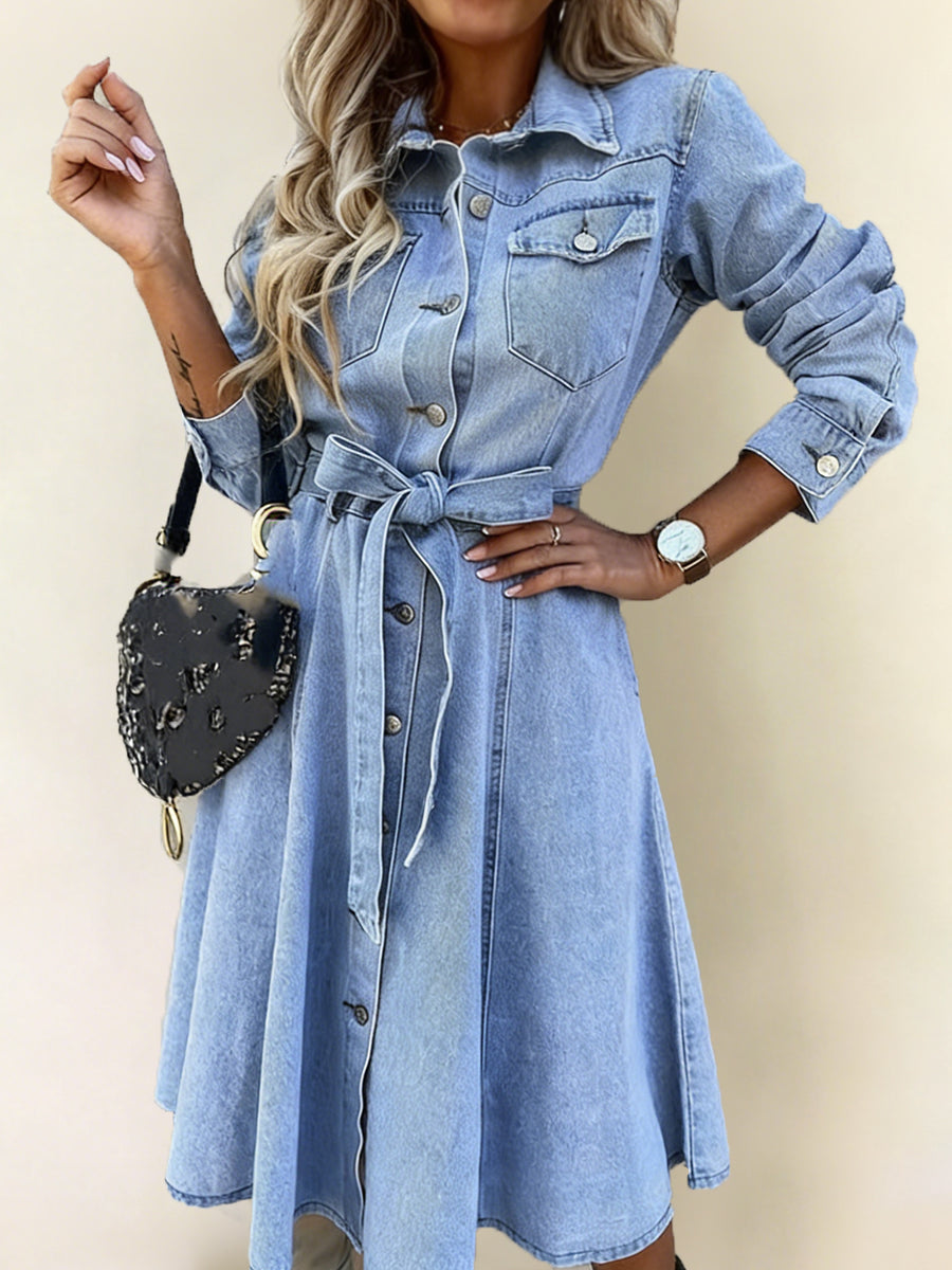 Luna™ Long Sleeve Denim Dress