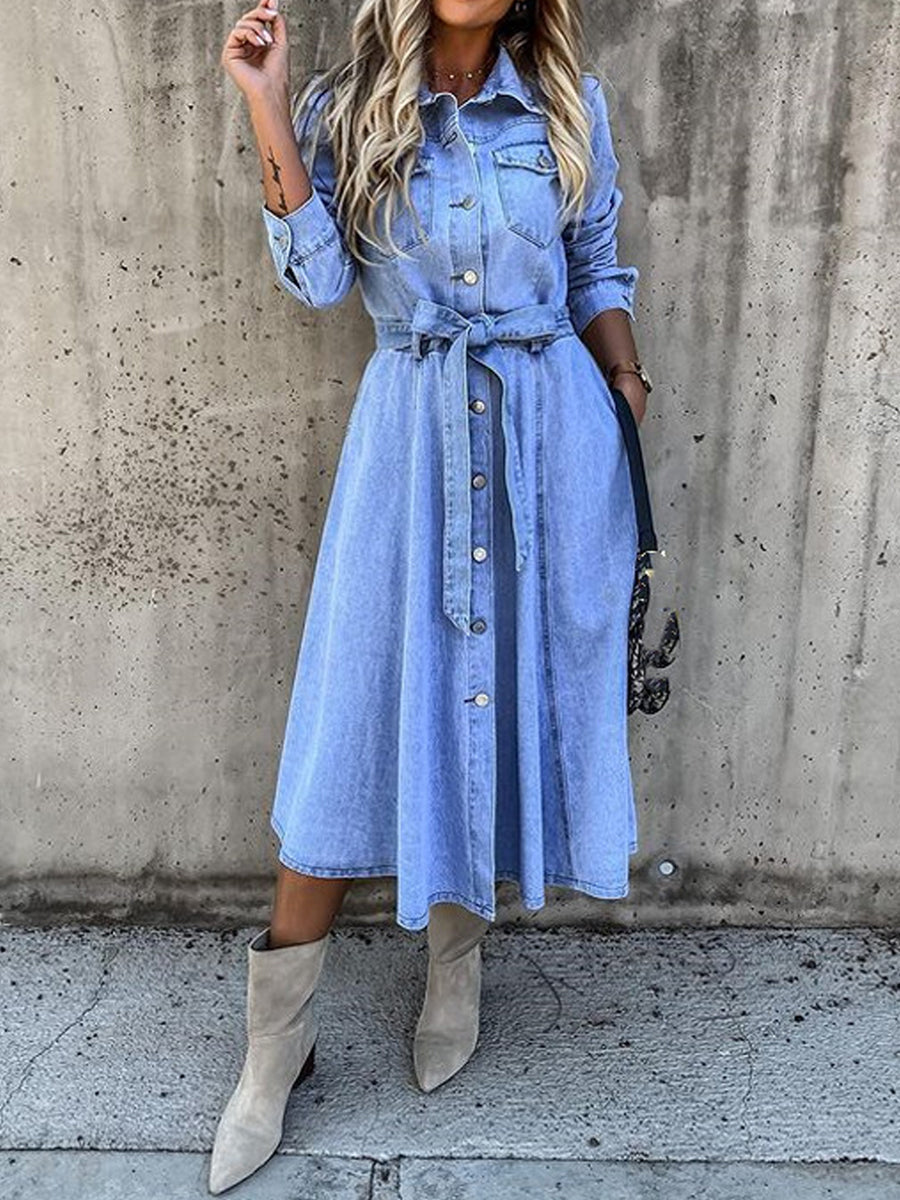 Luna™ Long Sleeve Denim Dress